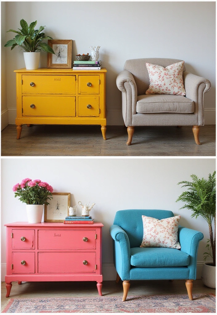 25 Easy DIY Home Decor Projects That’ll Transform Your Space in a Weekend! - 3. Upcycled Furniture Makeover