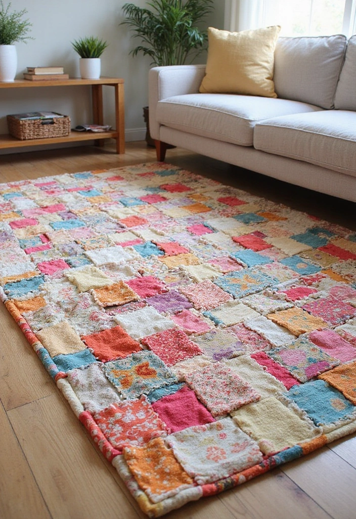 25 Stunning DIY Home Decor Ideas That'll Transform Your Space on a Budget! - 6. DIY Rug with Fabric Scraps