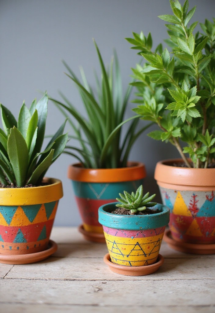 25 Easy DIY Home Decor Projects That’ll Transform Your Space in a Weekend! - 10. Painted Terracotta Pots