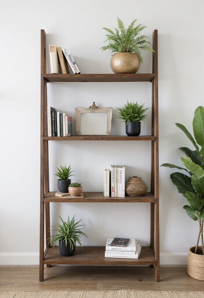 25 Easy DIY Decor Projects You Can Tackle This Weekend (Even if You're a Beginner!) - 11. Decorative Ladder Shelf