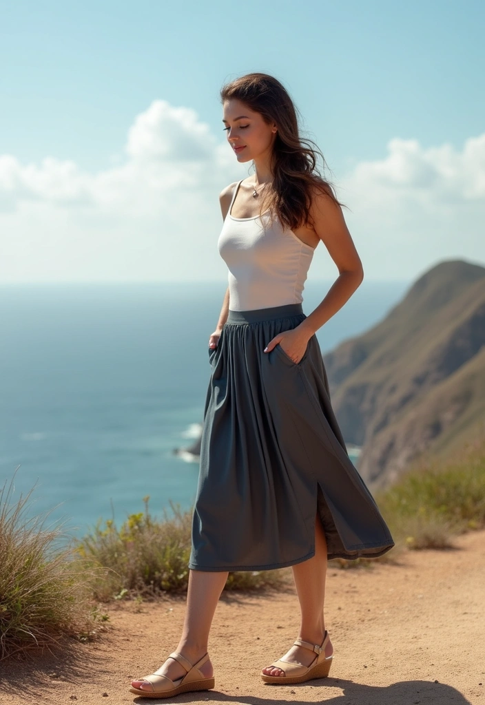 25 Travel Outfits That Balance Comfort and Style (You Won't Believe #19!) - 15. Stylish Travel Skirt