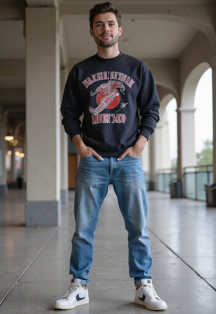 25 Travel Outfits That Balance Comfort and Style (You Won't Believe #19!) - 16. Cool Graphic Sweatshirt