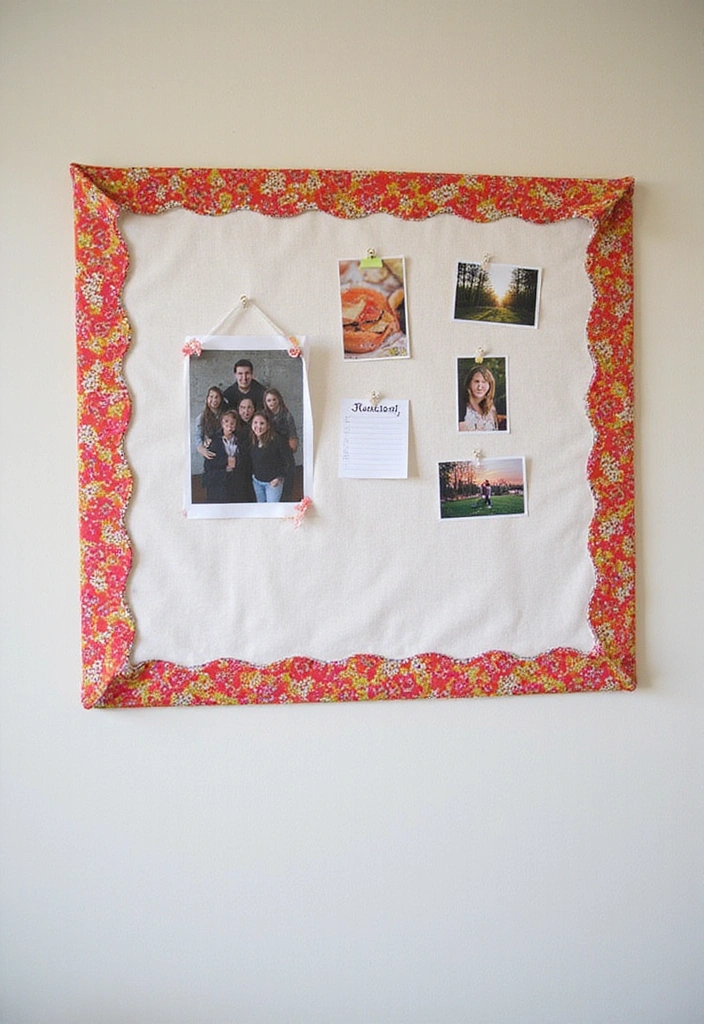 25 Easy DIY Home Decor Projects That’ll Transform Your Space in a Weekend! - 12. Fabric-Covered Bulletin Board