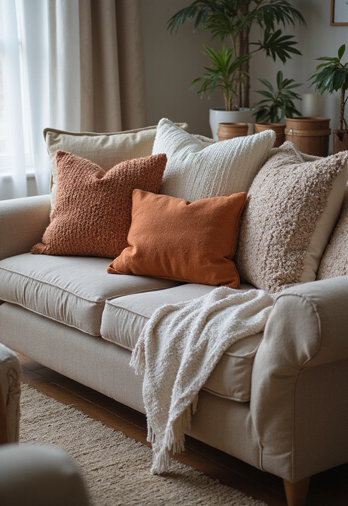 25 Living Room Decor Ideas That'll Transform Your Space into a Cozy Haven (You Won't Believe #12!) - 13. Layering with Throws and Pillows