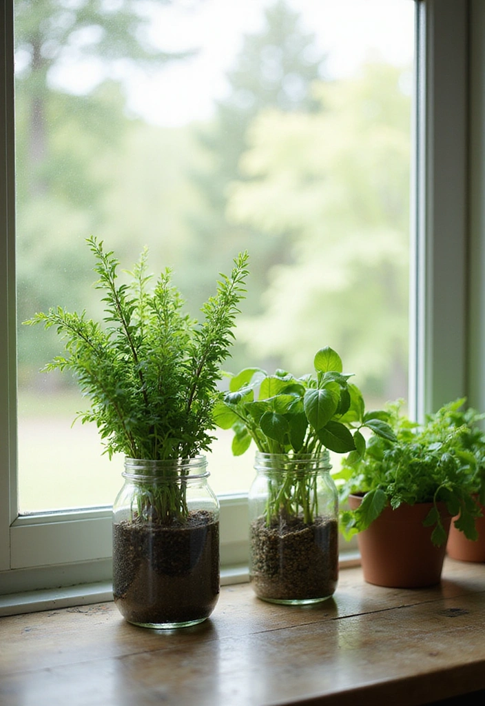 25 Easy DIY Decor Projects You Can Tackle This Weekend (Even if You're a Beginner!) - 25. Upcycled Glass Jar Herb Garden