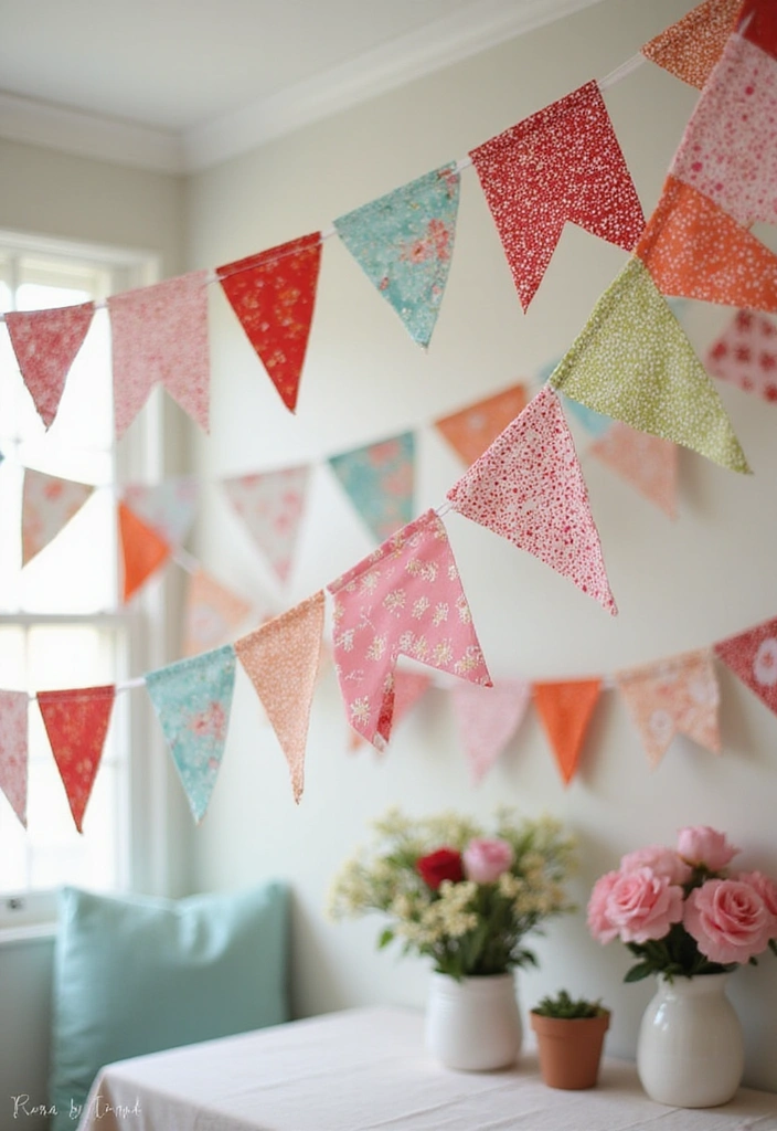25 Easy DIY Home Decor Projects That’ll Transform Your Space in a Weekend! - 15. DIY Fabric Bunting