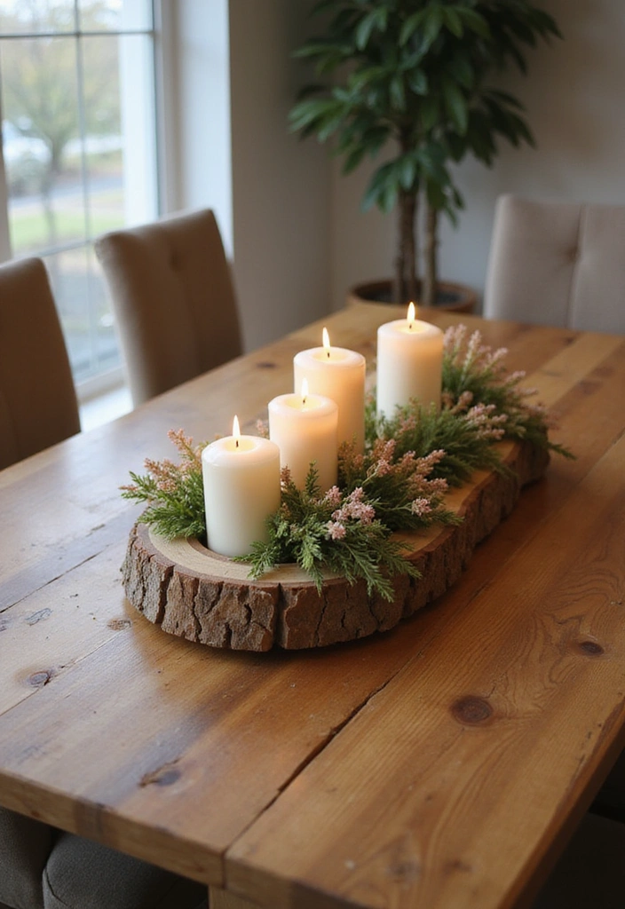 25 Easy DIY Home Decor Projects That’ll Transform Your Space in a Weekend! - 14. Natural Wood Centerpiece