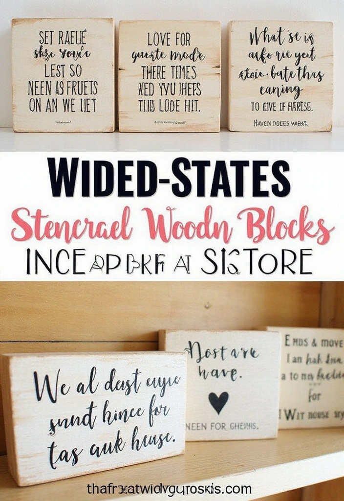 25 Easy DIY Home Decor Projects That’ll Transform Your Space in a Weekend! - 22. Stenciled Wooden Block Decor