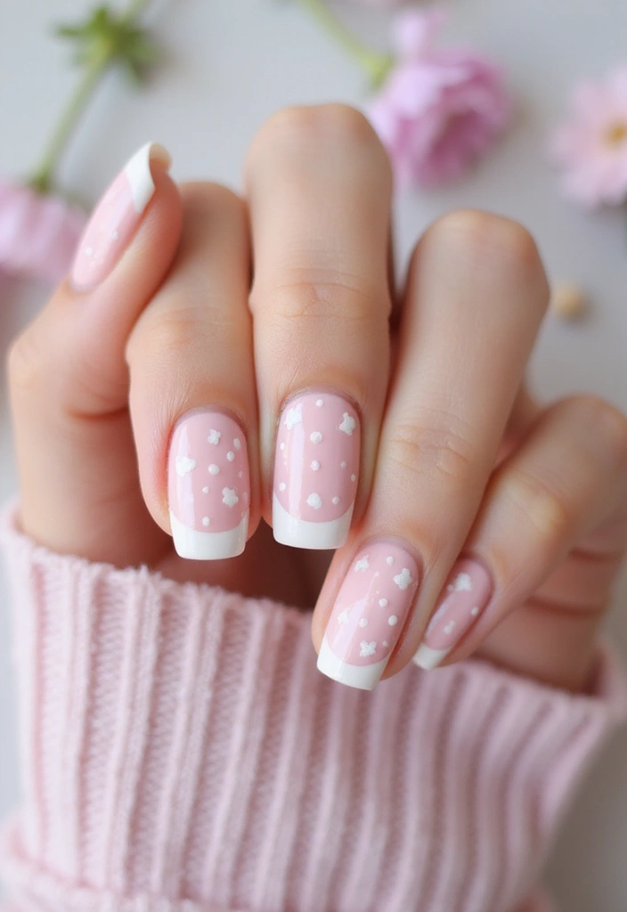 20 Bold French Nail Color Combinations You Need to Try Now (Don’t Miss #7!) - 8. Blush Pink and White Dots