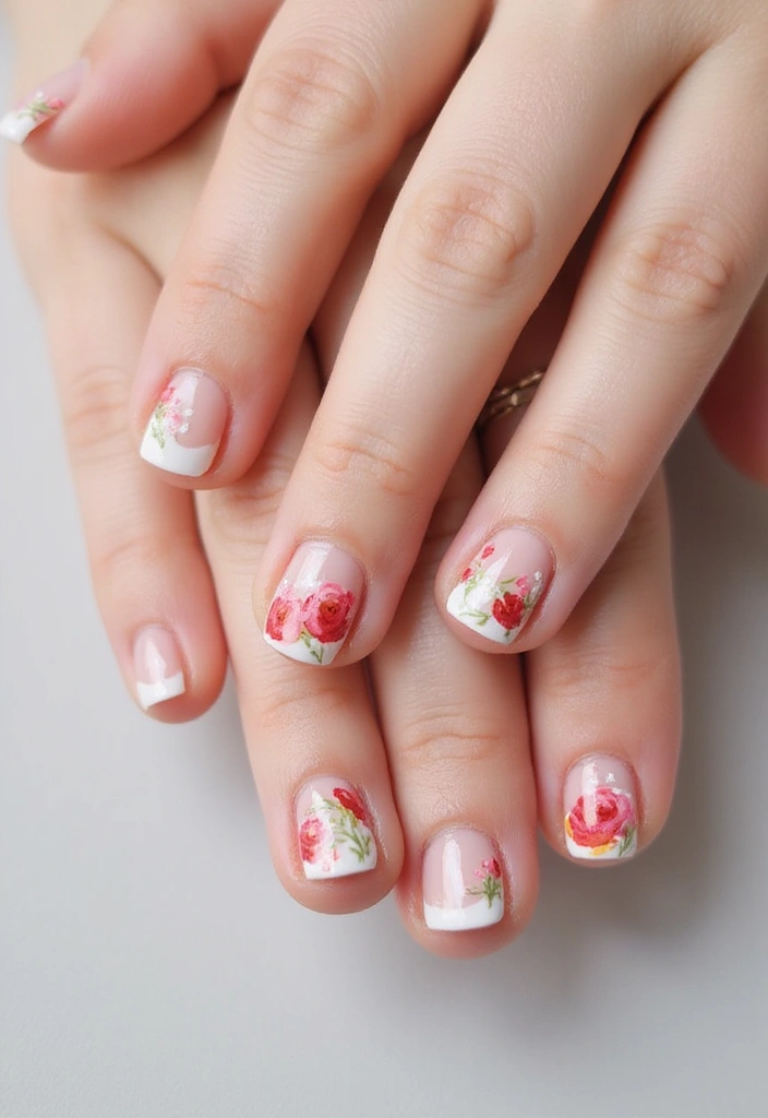 22 Luxury French Nail Ideas That Will Make You Feel Like Royalty! (Perfect for Events!) - 3. Floral French Delight