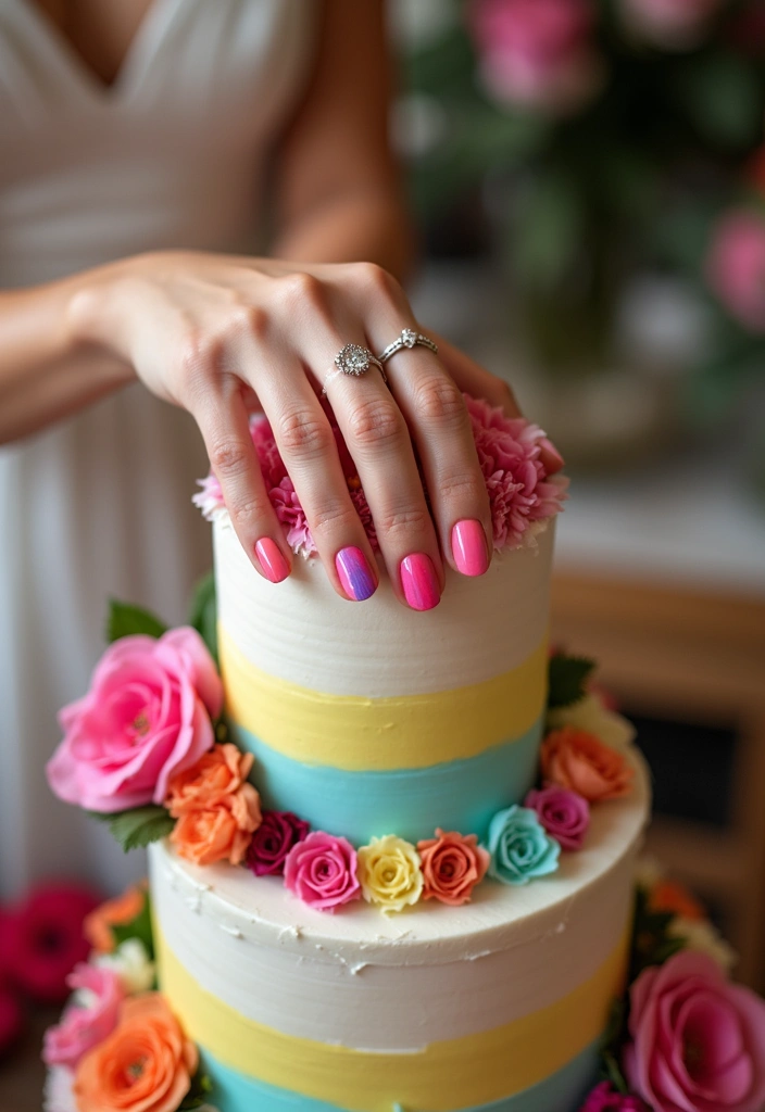 14 Bridal French Tips Every Bride Should Consider (Tip #10 Is a Showstopper!) - 6. Colorful French Tips