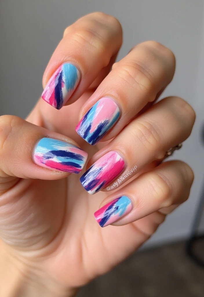 30 Creative Nail Design Inspirations for Summer 2025 (Get Ready to Be Inspired!) - 19. Artistic Brushstrokes