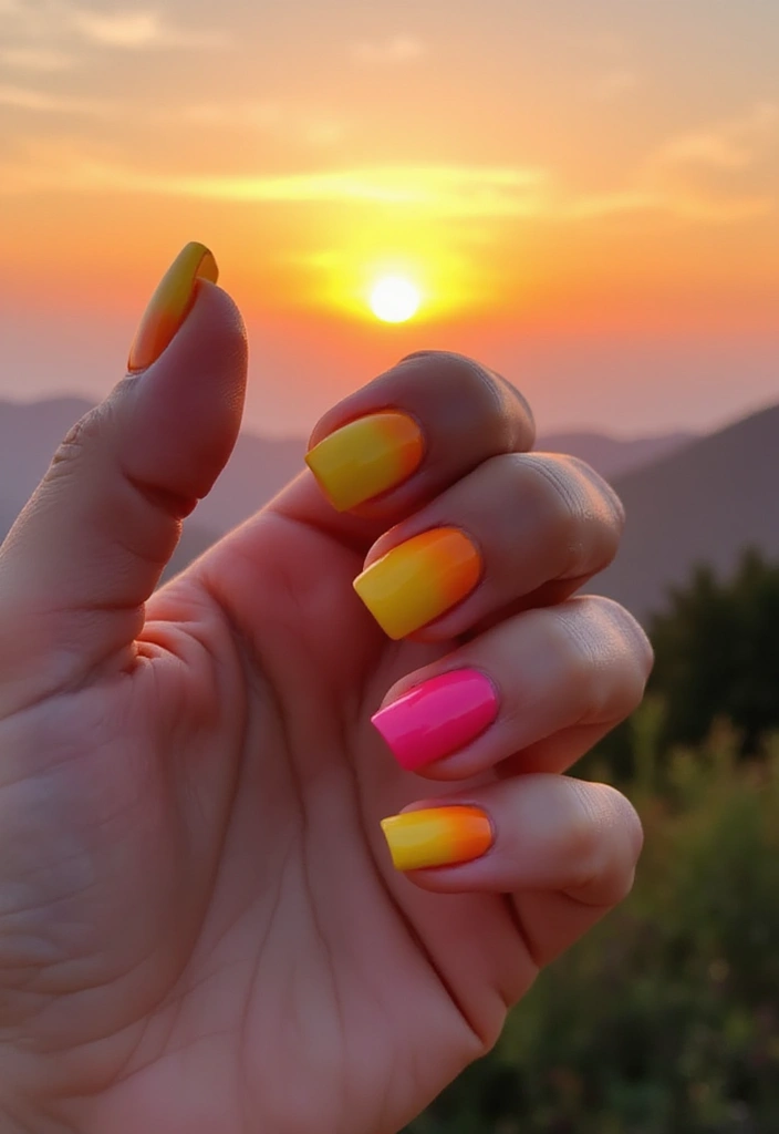 25 Colorful Summer Nails for 2025 That Will Make You Shine Bright! - 5. Sunset Ombre