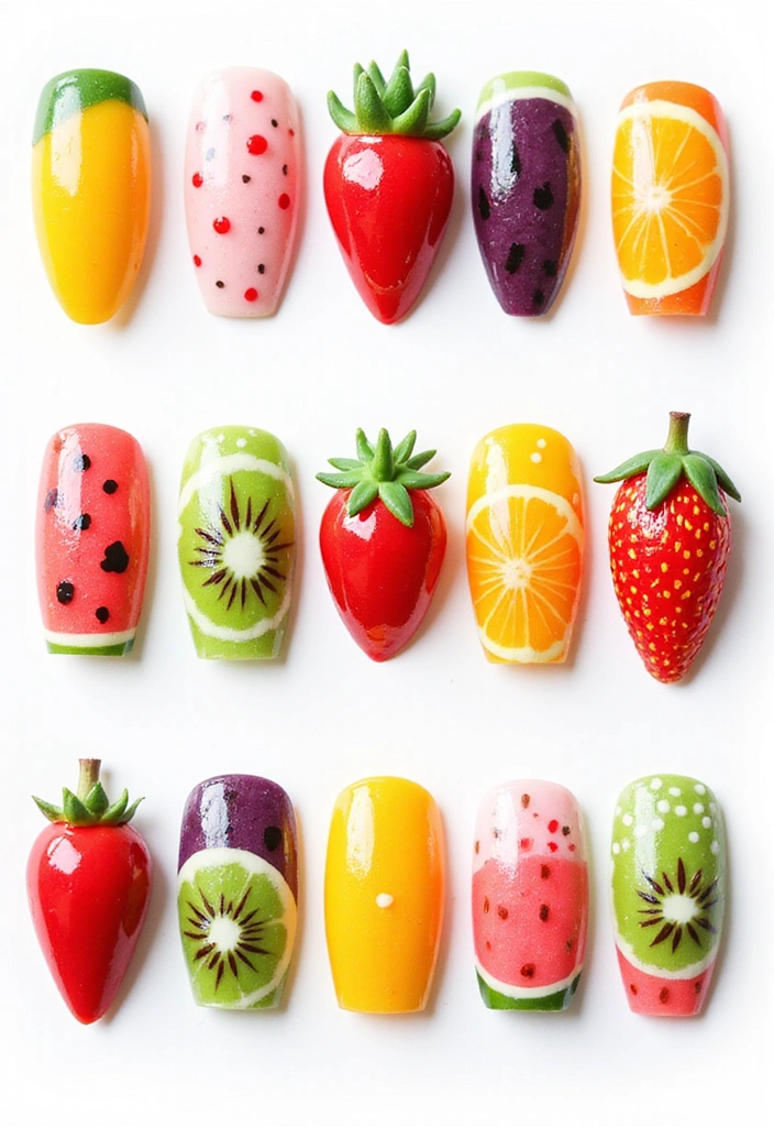 30 Creative Nail Design Inspirations for Summer 2025 (Get Ready to Be Inspired!) - 5. Fruit Frenzy