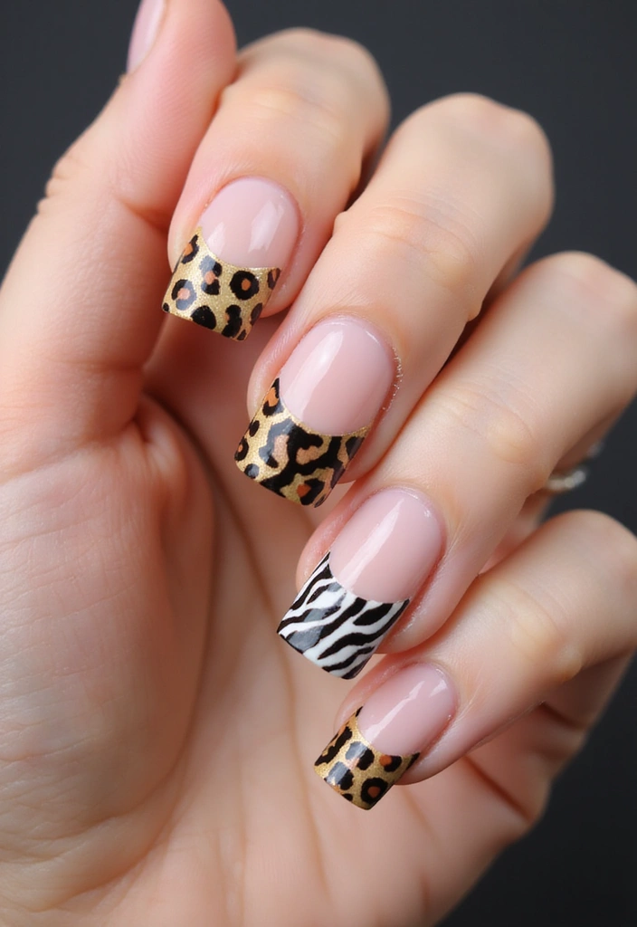 10 Stunning French Nail Designs You Can DIY at Home (You'll Love #4!) - 9. Animal Print French Nails