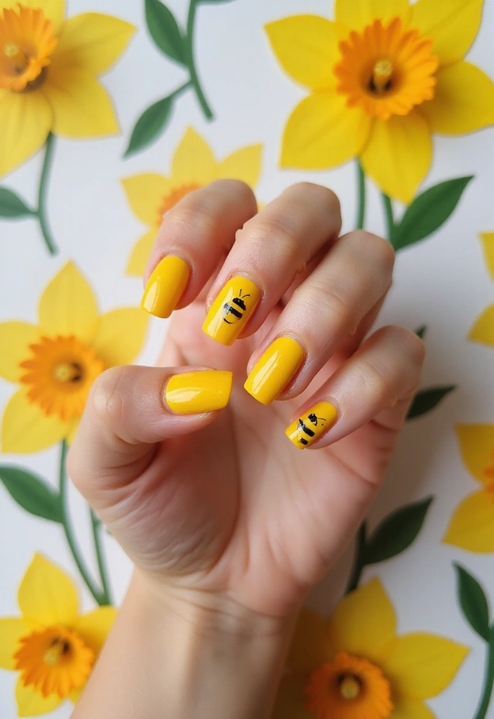 19 Pastel French Tip Nail Designs You Need to Try This Spring! - 8. Sunny Daffodil Yellow