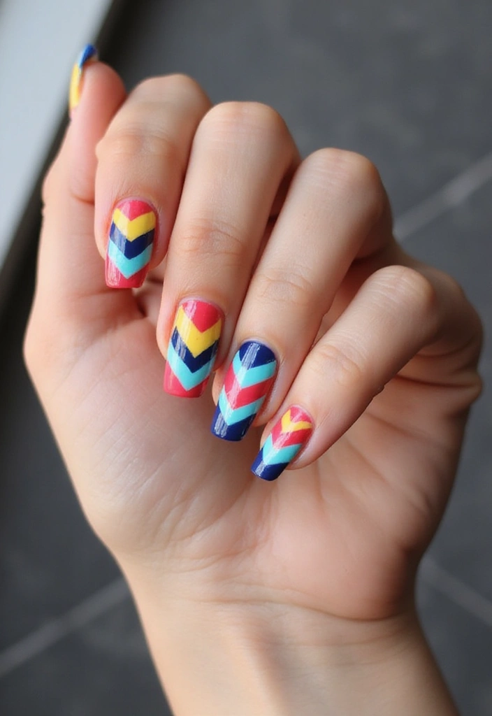 25 Colorful Summer Nails for 2025 That Will Make You Shine Bright! - 18. Bold Chevron