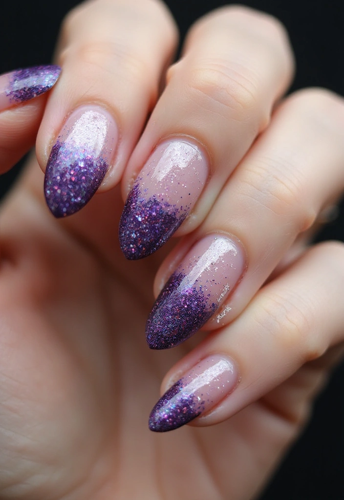 16 Sparkly Glitter French Tips That Will Make You Shine Bright! - 8. Glitter Gradient from Cuticle to Tip
