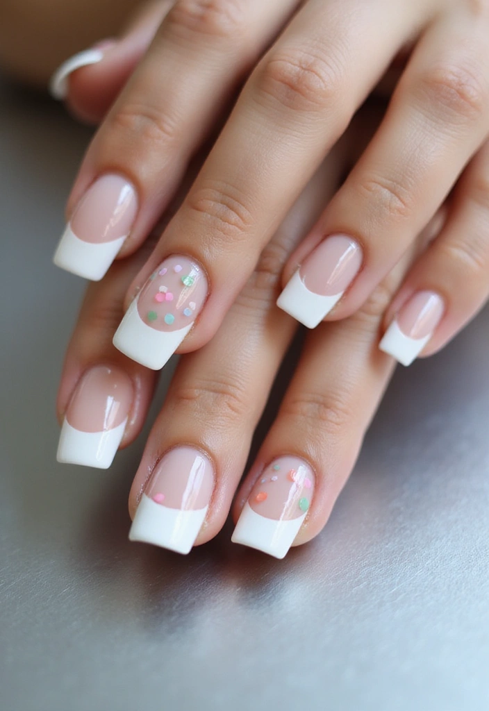19 Pastel French Tip Nail Designs You Need to Try This Spring! - 19. Minimalist Dot Accents