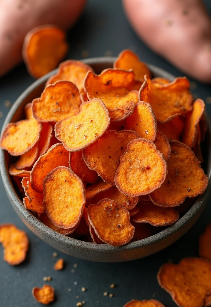 14 Guilt-Free Healthy Snacks That Are Too Good to Be True (And #6 Is a Must-Try!) - 9. Baked Sweet Potato Chips