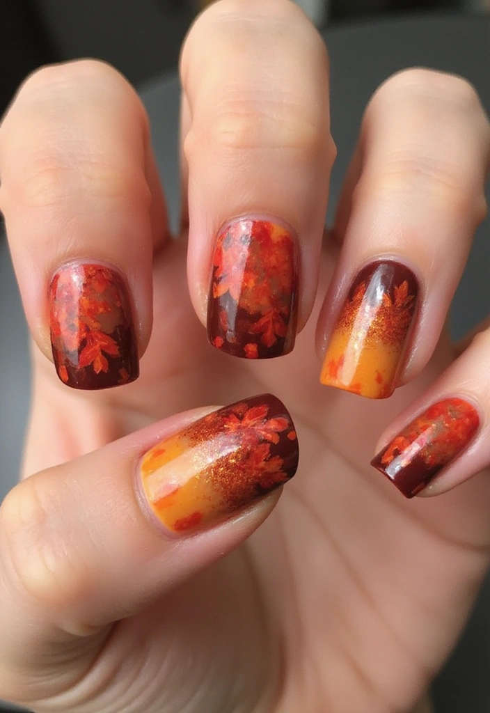 25 Gorgeous Seasonal French Nail Designs That Will Wow at Every Occasion! - 3. Earthy Autumn Leaves