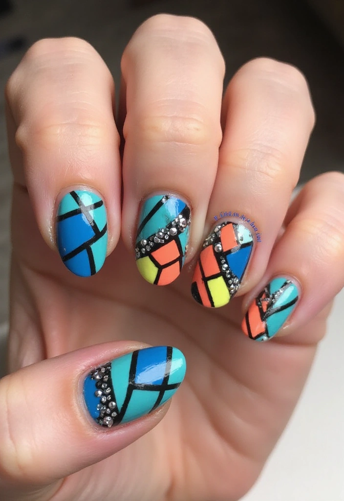 16 Easy Step-by-Step Summer Nails 2025 Tutorials That Anyone Can Master! (Watch Out for #4!) - 14. Geometric Nail Art