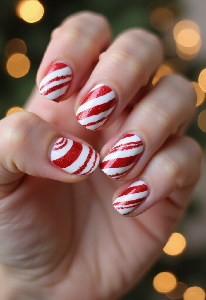 12 Festive French Tip Nails for Every Occasion (You Won't Believe #5!) - 6. Festive Candy Cane Stripes