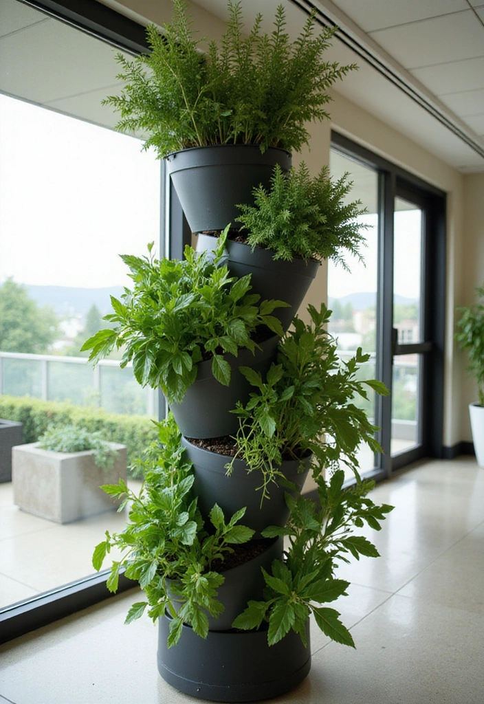 12 Aromatic Herb Garden Ideas You Can Grow Indoors (Even in a Tiny Apartment!) - 8. Vertical Garden Tower