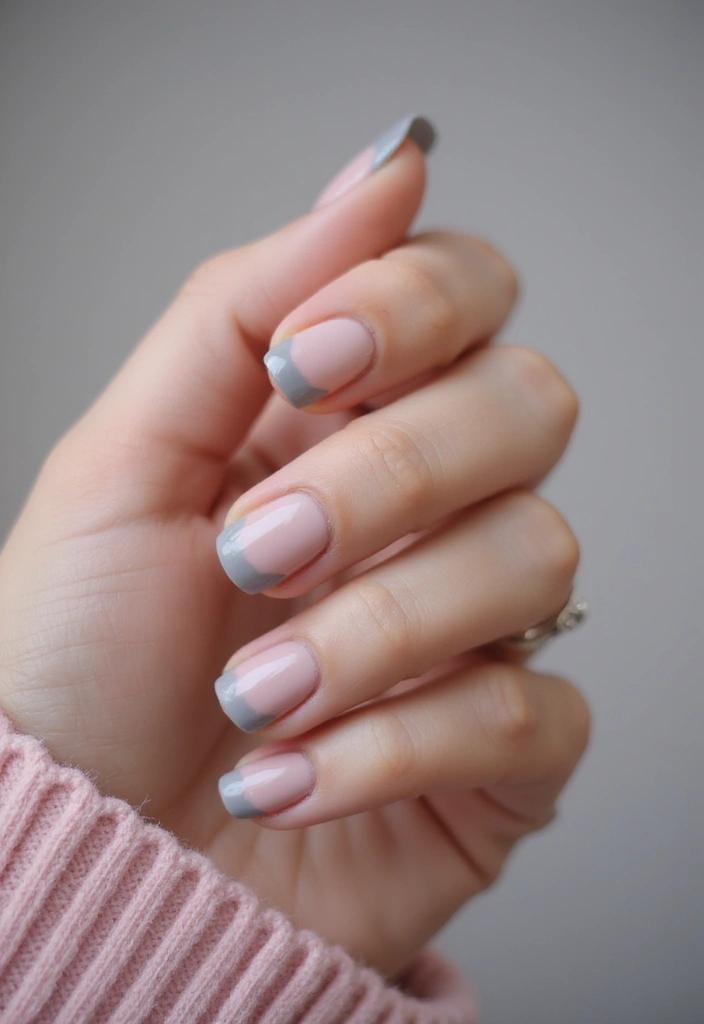 20 Bold French Nail Color Combinations You Need to Try Now (Don’t Miss #7!) - 11. Soft Gray and Rose Pink