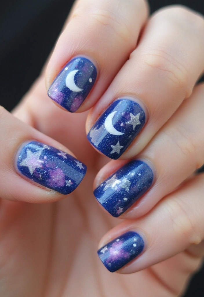 30 Creative Nail Design Inspirations for Summer 2025 (Get Ready to Be Inspired!) - 11. Celestial Themes