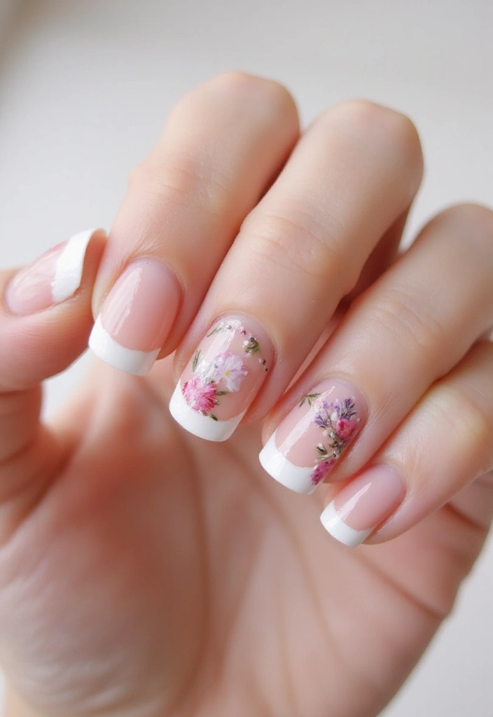 16 Glam French Tip Nails Designs Perfect for Any Occasion (You’ll Love #8!) - 4. Floral Accents