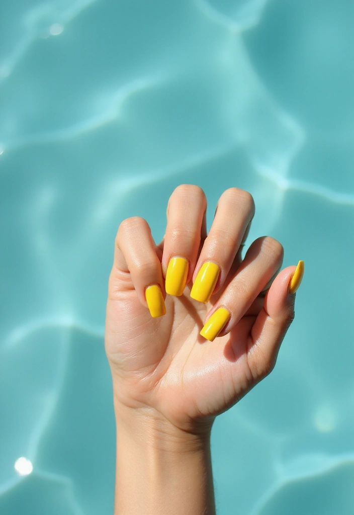 20 Bold French Nail Color Combinations You Need to Try Now (Don’t Miss #7!) - 16. Bright Yellow and Ocean Blue
