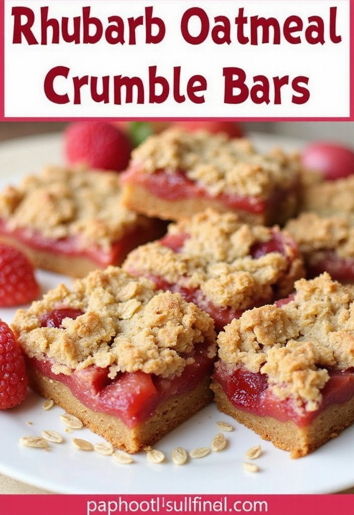 15 Decadent Rhubarb Crumble Recipes You’ll Want to Make Again and Again! - 9. Rhubarb Oatmeal Crumble Bars