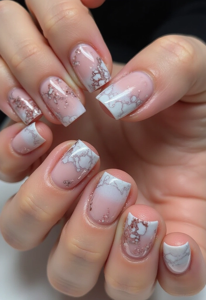 9 Ombre French Nail Techniques That Will Leave You Breathless (Learn #3!) - 6. Ombre Marble Effect