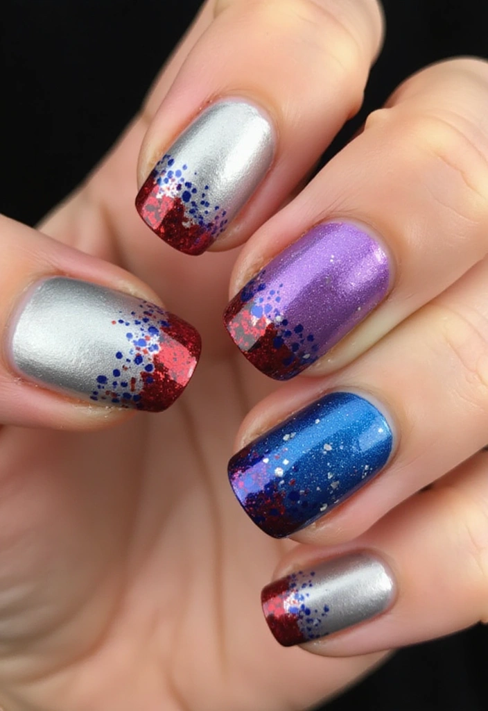 25 Gorgeous Seasonal French Nail Designs That Will Wow at Every Occasion! - 13. Celebratory Fireworks