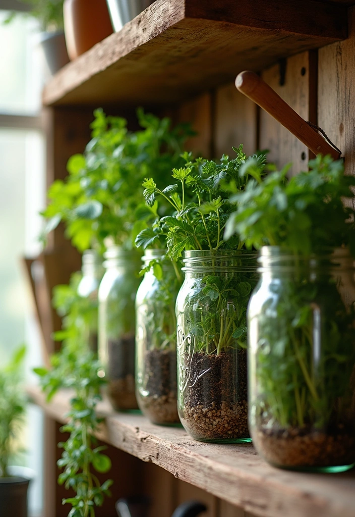 12 Aromatic Herb Garden Ideas You Can Grow Indoors (Even in a Tiny Apartment!) - 2. Mason Jar Herb Garden