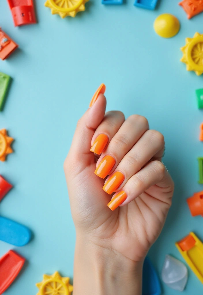 20 Bold French Nail Color Combinations You Need to Try Now (Don’t Miss #7!) - 10. Bright Orange and Light Blue