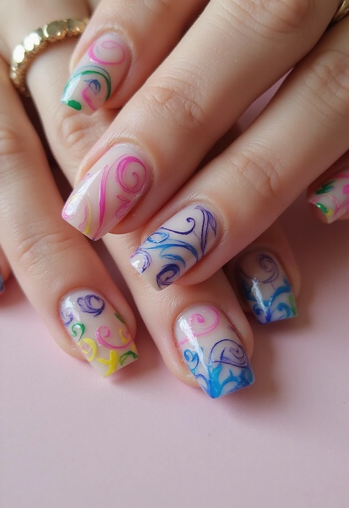 14 Luxury French Tip Nails That Will Make You Feel Like a Million Bucks (Don't Miss #9!) - 11. Artistic Swirls