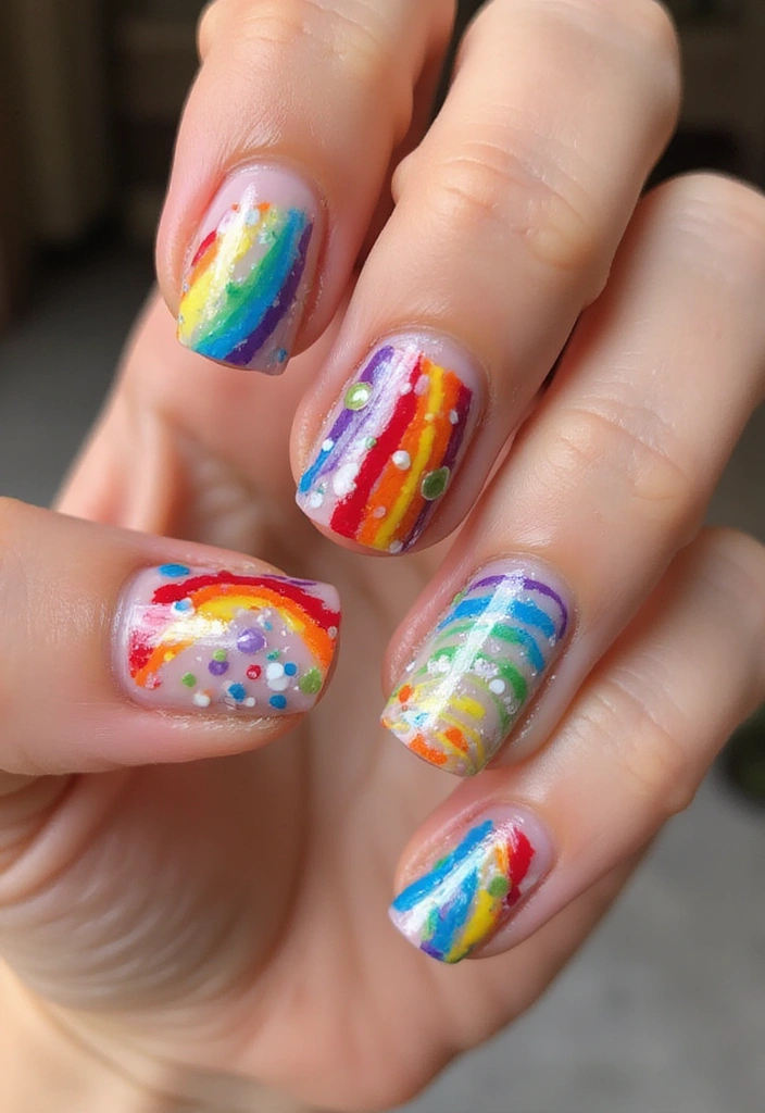 30 Creative Nail Design Inspirations for Summer 2025 (Get Ready to Be Inspired!) - 26. Rainbow Burst