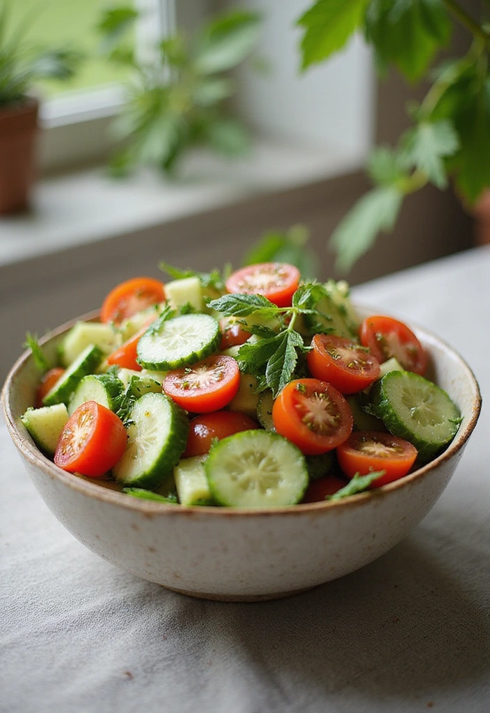 9 Light Summer Salad Recipes You Can Whip Up in Minutes! - 7. Cucumber and Tomato Salad
