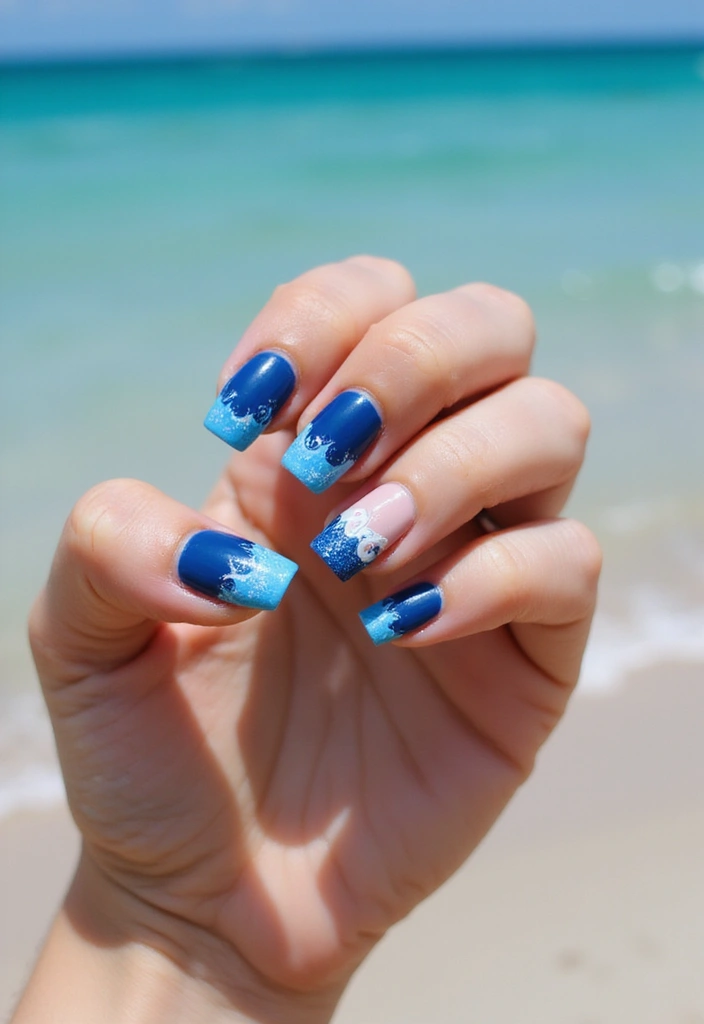 25 Colorful Summer Nails for 2025 That Will Make You Shine Bright! - 3. Ocean Waves
