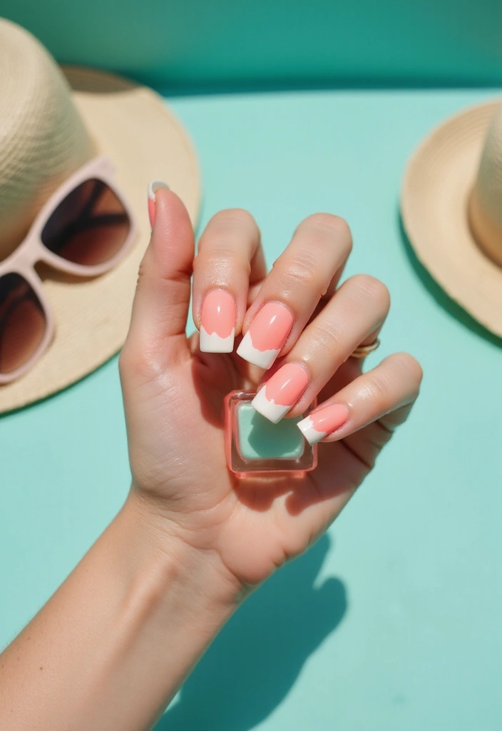 20 Bold French Nail Color Combinations You Need to Try Now (Don’t Miss #7!) - 3. Coral and Mint