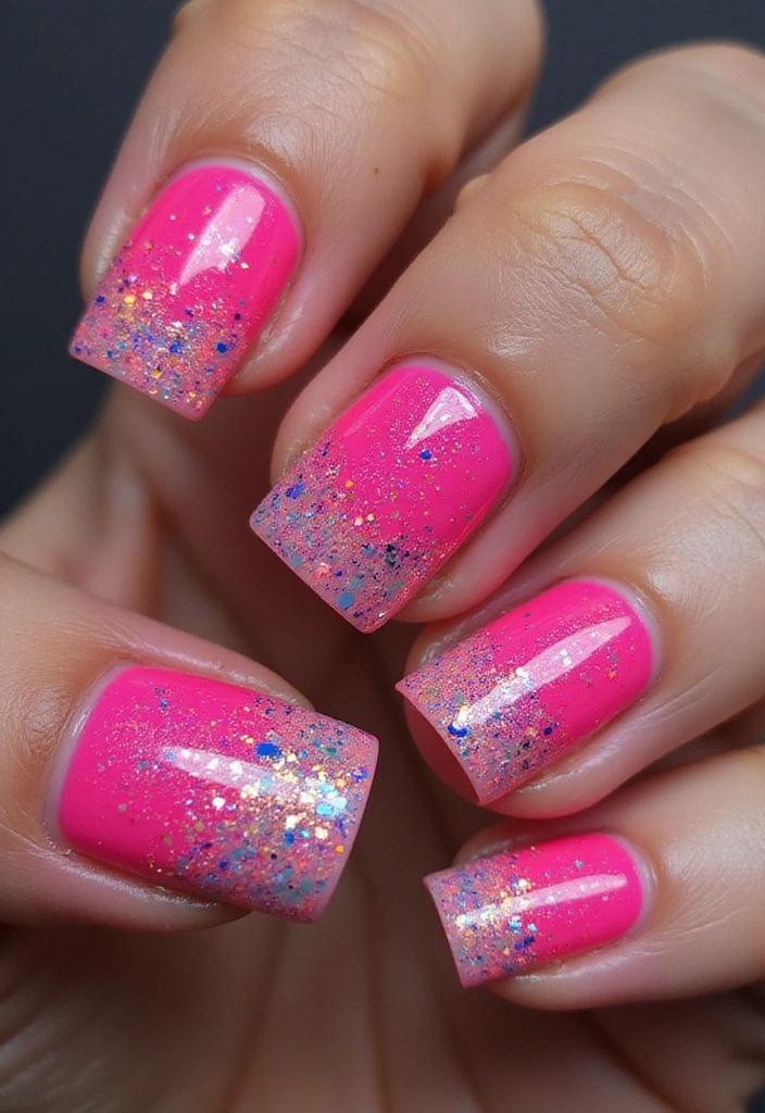 16 Sparkly Glitter French Tips That Will Make You Shine Bright! - 12. Neon Glitter French Tips