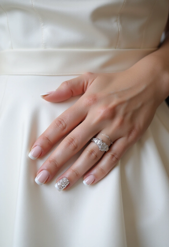 14 Bridal French Tips Every Bride Should Consider (Tip #10 Is a Showstopper!) - 8. Sparkly Accent French Tips