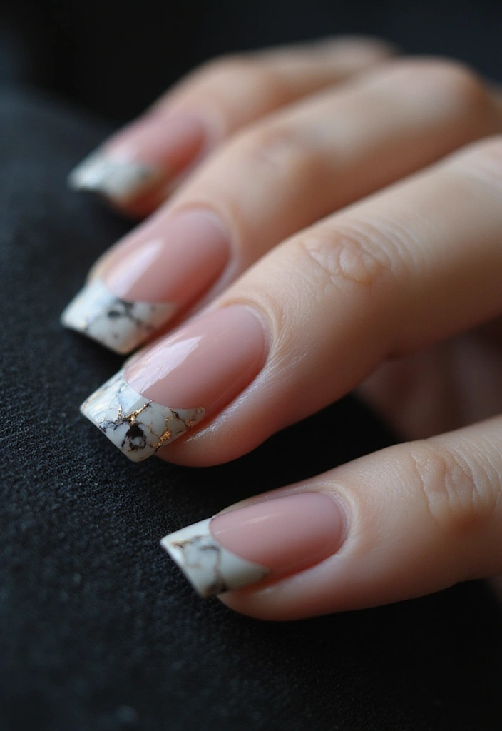 10 Classic French Tip Nails That Will Elevate Your Elegance (Number 5 Is a Must-Try!) - 6. Marble Effect French Tips