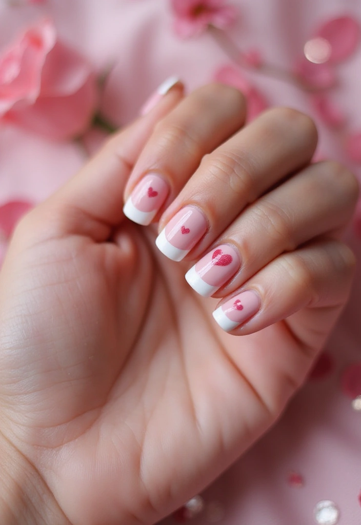 25 DIY French Nail Designs That Are Shockingly Simple (and Gorgeous!) - 15. Heart Tips