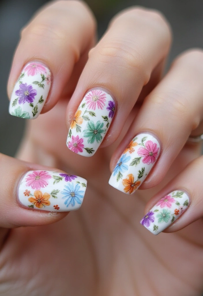 30 Creative Nail Design Inspirations for Summer 2025 (Get Ready to Be Inspired!) - 4. Floral Explosion