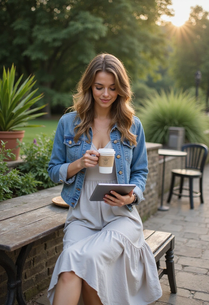 20 Comfy Work-from-Home Outfits That’ll Keep You Productive and Stylish! - 5. Flowy Maxi Dress with a Denim Jacket