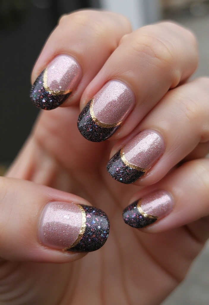 16 Sparkly Glitter French Tips That Will Make You Shine Bright! - 13. Glittery French Tips with Metallic Foil