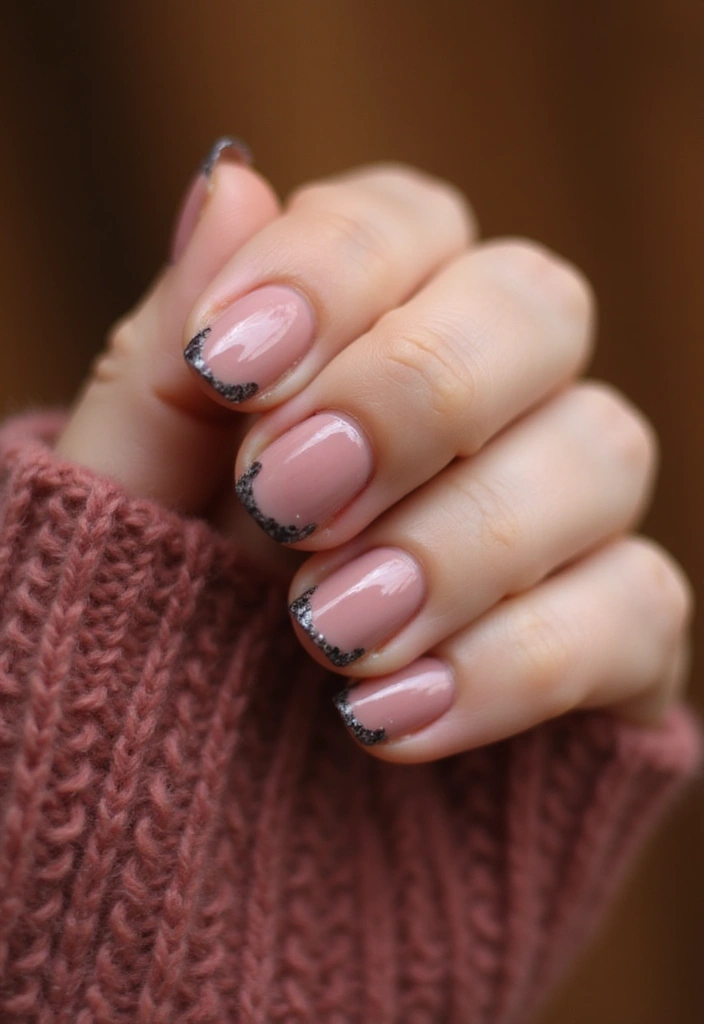 20 Bold French Nail Color Combinations You Need to Try Now (Don’t Miss #7!) - 17. Dusty Rose and Charcoal Tips